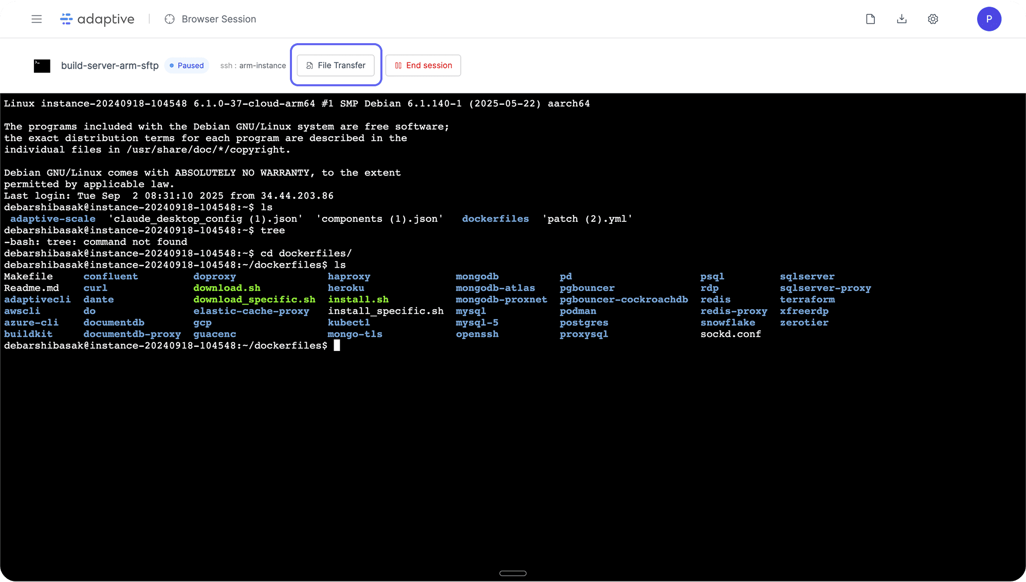 SFTP via Web CLI - Adaptive Docs