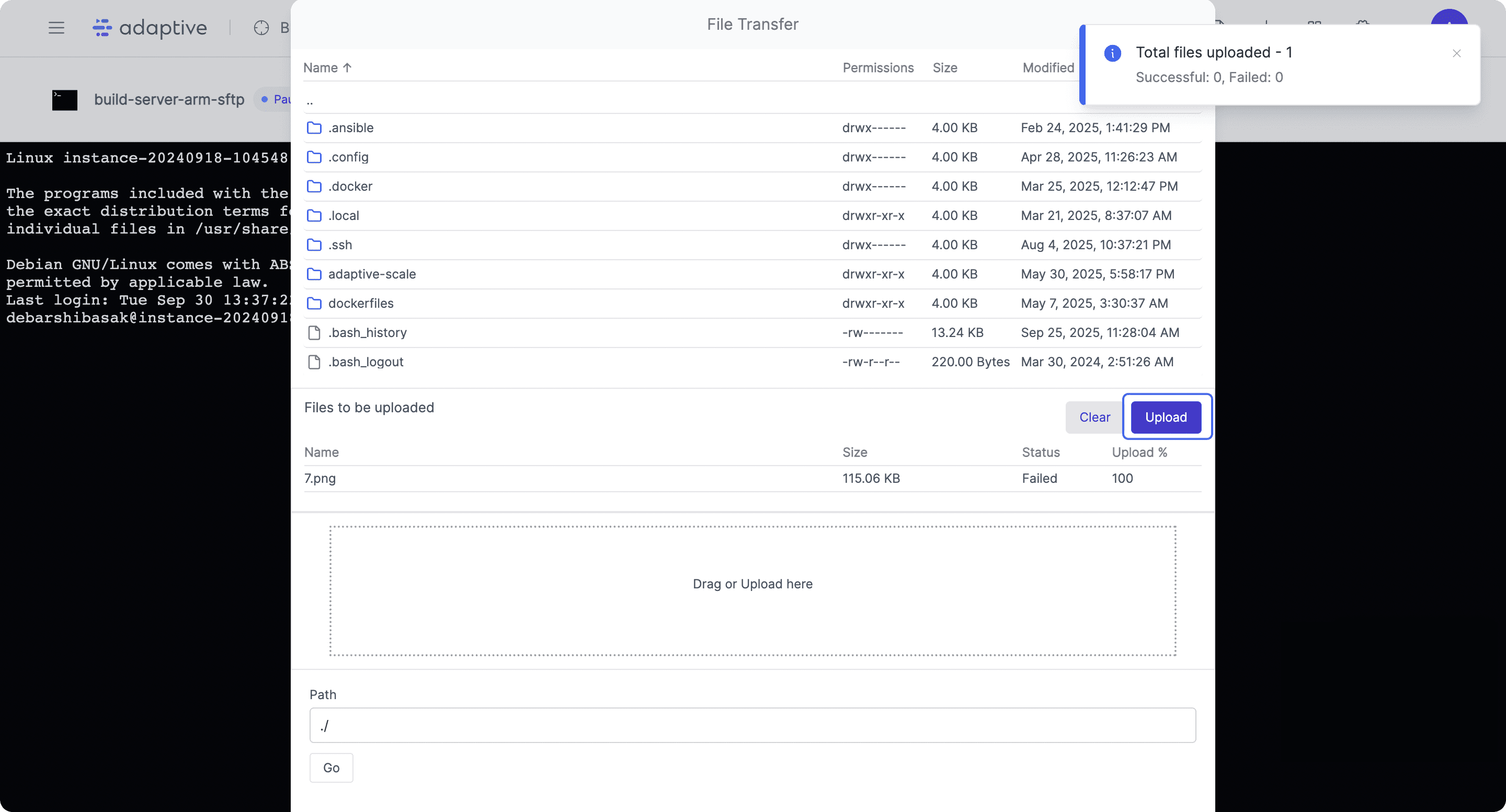 SFTP via Web CLI - Adaptive Docs